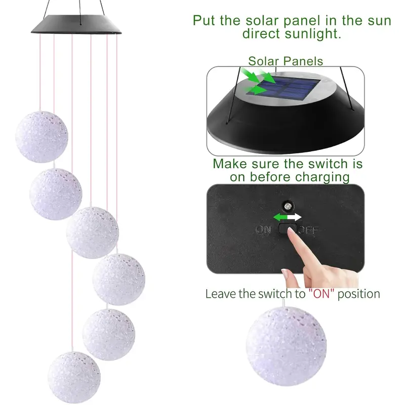 Solar-Powered Crystal Ball Light – Color-Changing Hanging Garden Lantern For Patios 1
