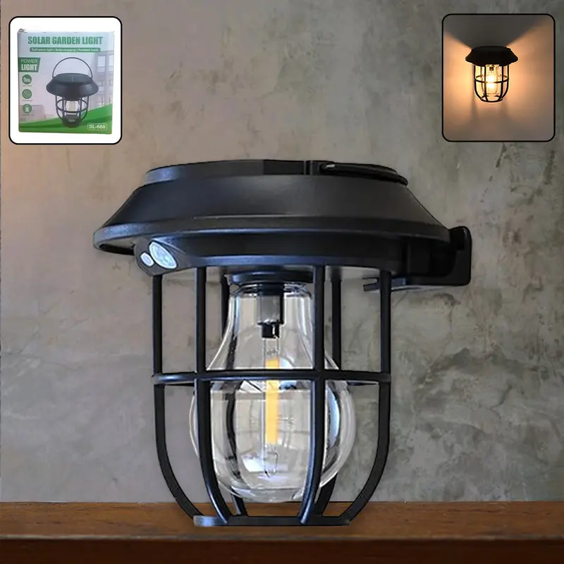 Solar-Powered Motion-Sensing Lantern Wall Light – Weather-Resistant 1