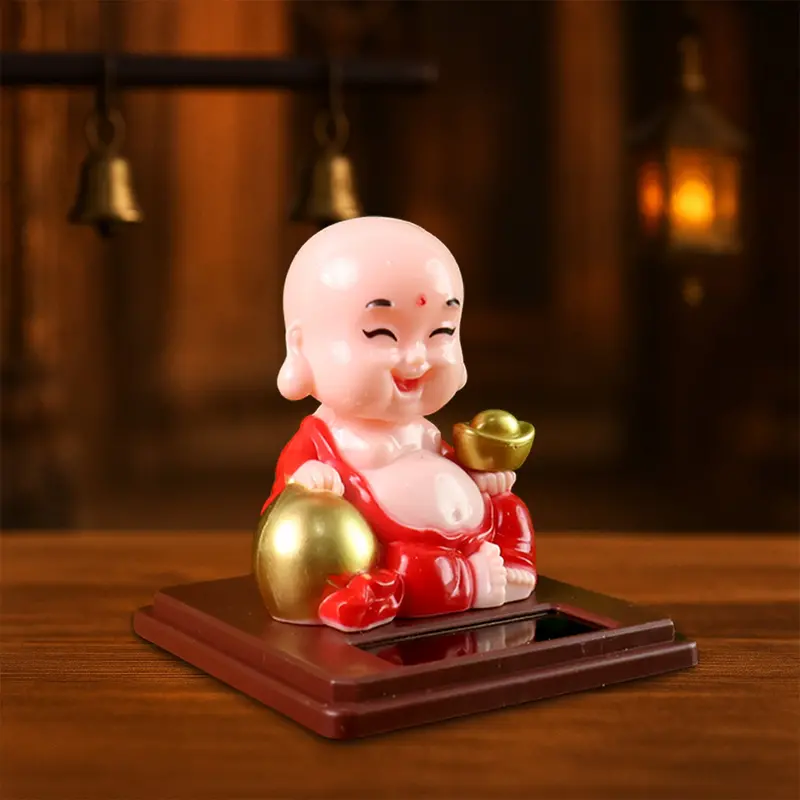 Solar-Powered Moving Buddha Figurine – Dashboard Or Desk Ornament 1