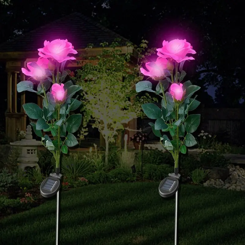 Solar-Powered Rose Garden Lights – 2-Piece Outdoor Holiday Decor 1
