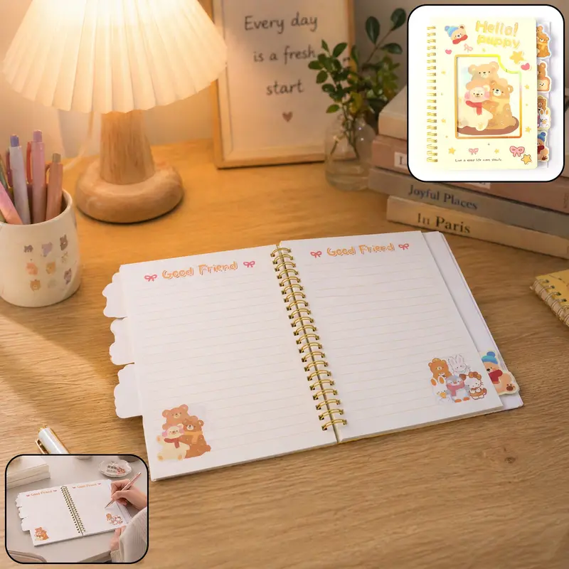 Spiral-Bound Cartoon Diary Notebook – Compact 54×196 Mm Journal 1