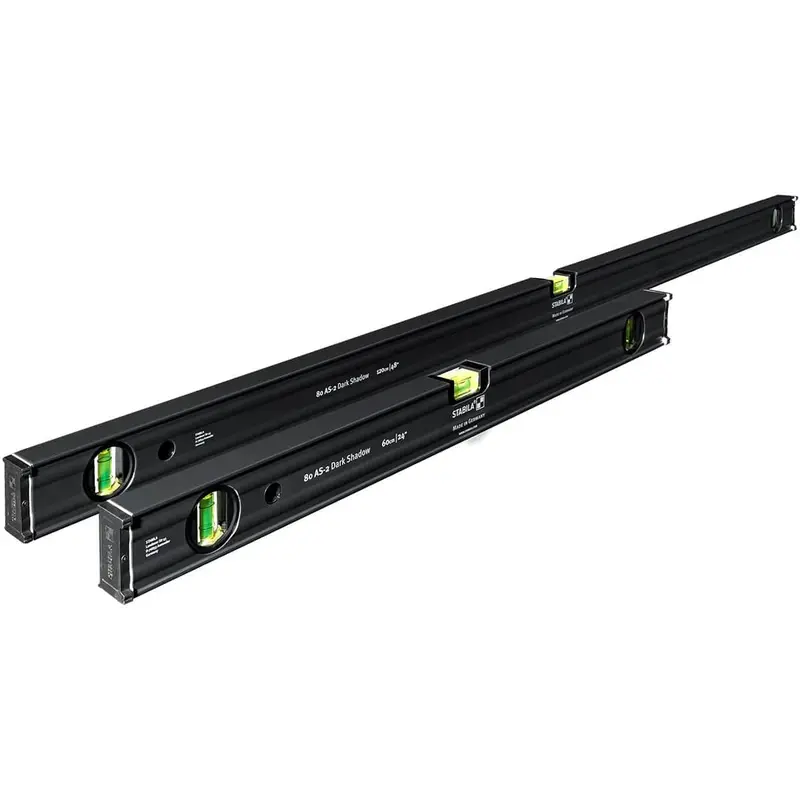 Stabila 80 As-2 Dark Shadow Spirit Level Set – Dual-Length Aluminum Levels 1