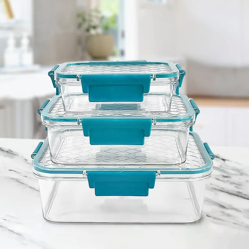 Stackable Plastic Food Storage Containers – 3-Piece Lunch Box Set (350/750/1500 Ml) 1