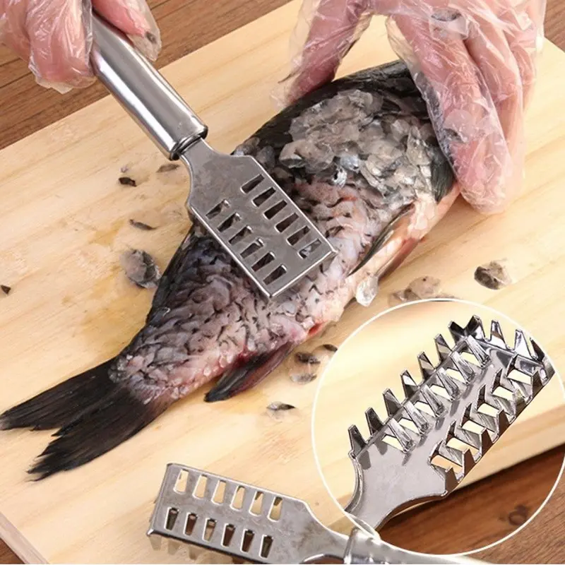 Stainless Steel Fish Scale Remover – Ergonomic Sawtooth Kitchen Scraper Tool 1