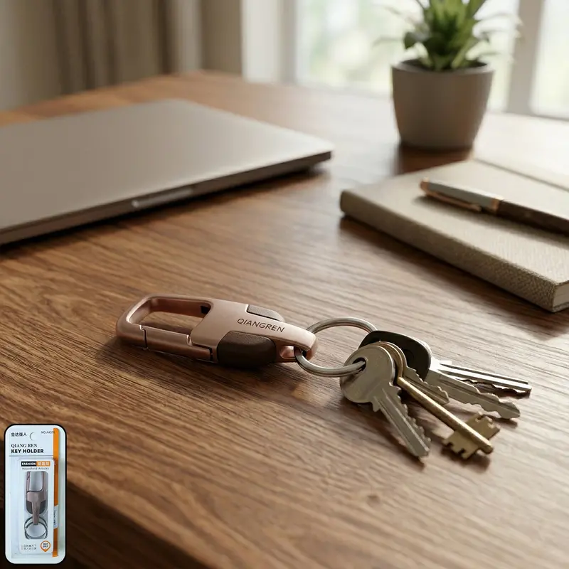 Stainless Steel Key Holder With Dual-Ring Carabiner – Heavy-Duty Clip 1