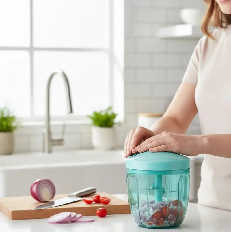 Stainless Steel Manual Vegetable Chopper – 5-Blade Handheld Kitchen Tool (750 Ml Capacity) 1