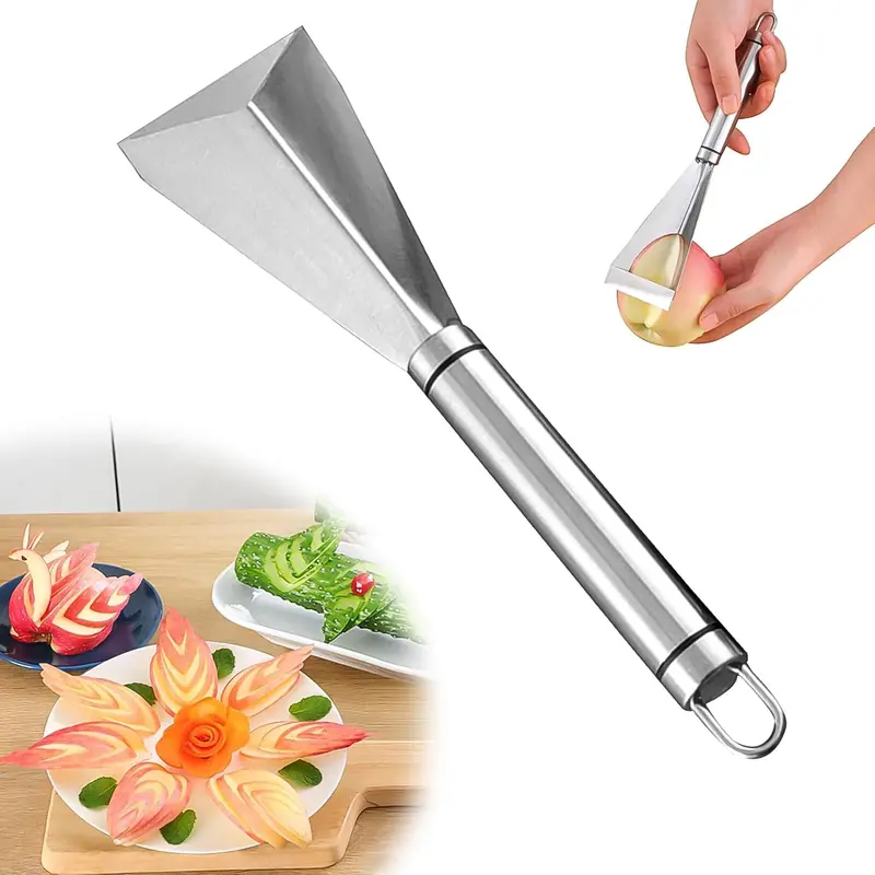 Stainless Steel V-Groove Fruit Carving Knife – Precision Channeling Tool For Garnishes 1