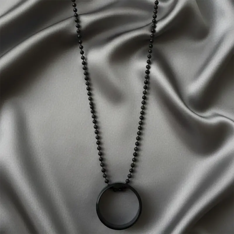 Statement Black Round Pendant Necklace For Men 1