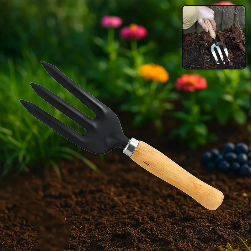 Steel Hand Weeding Fork – Precision Soil Loosening And Root Removal Tool 1