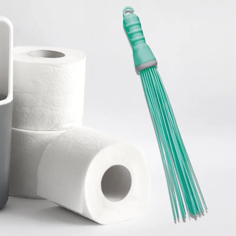 Stiff-Bristle Plastic Broom – Wet/Dry Bathroom Floor Cleaner 1
