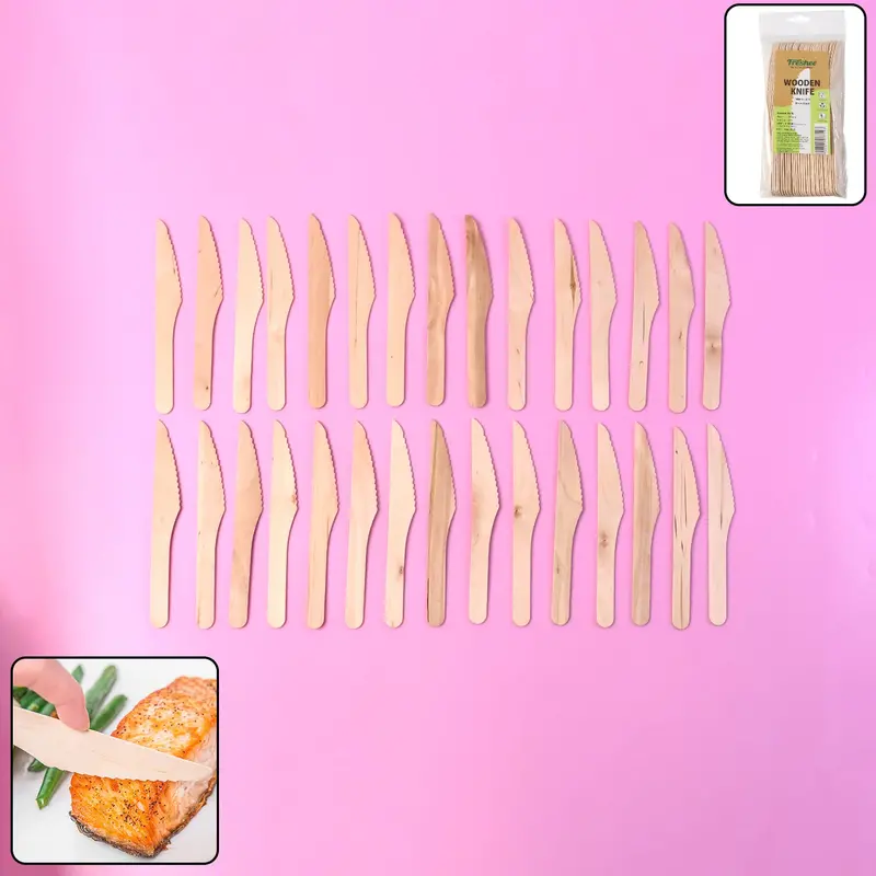 Sturdy Wooden Dinner Knives – 165 Mm Blade Length (30-Pack) 1