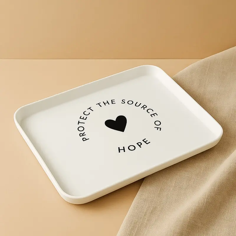Stylish Printed Serving Tray With Uplifting Quote – Durable Plastic Design 1