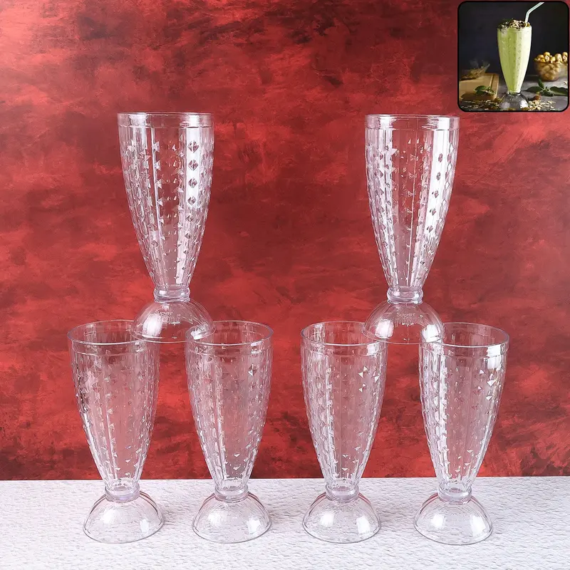 Supermom Clear Plastic Milkshake Glasses – Set Of Six (400 Ml Each) 1