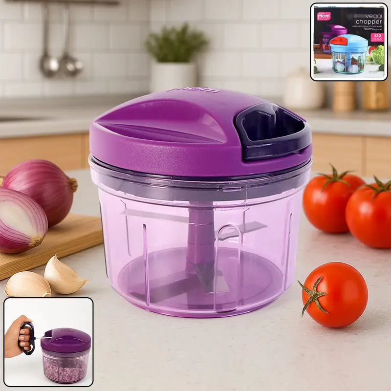 Supermom Compact Vegetable Chopper – 750 Ml, One-Handed Operation 1
