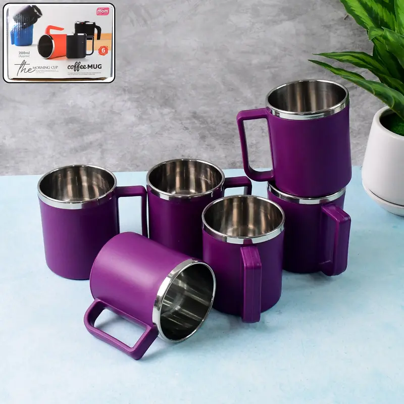 Supermom Double-Wall Stainless Steel Inner Coffee Mug Set – 6-Piece (200Ml Each) 1