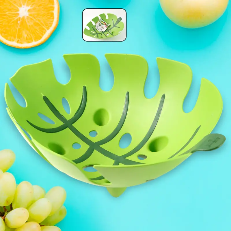 Supermom Leaf-Design Plastic Fruit Basket – Lightweight Serving Tray 1