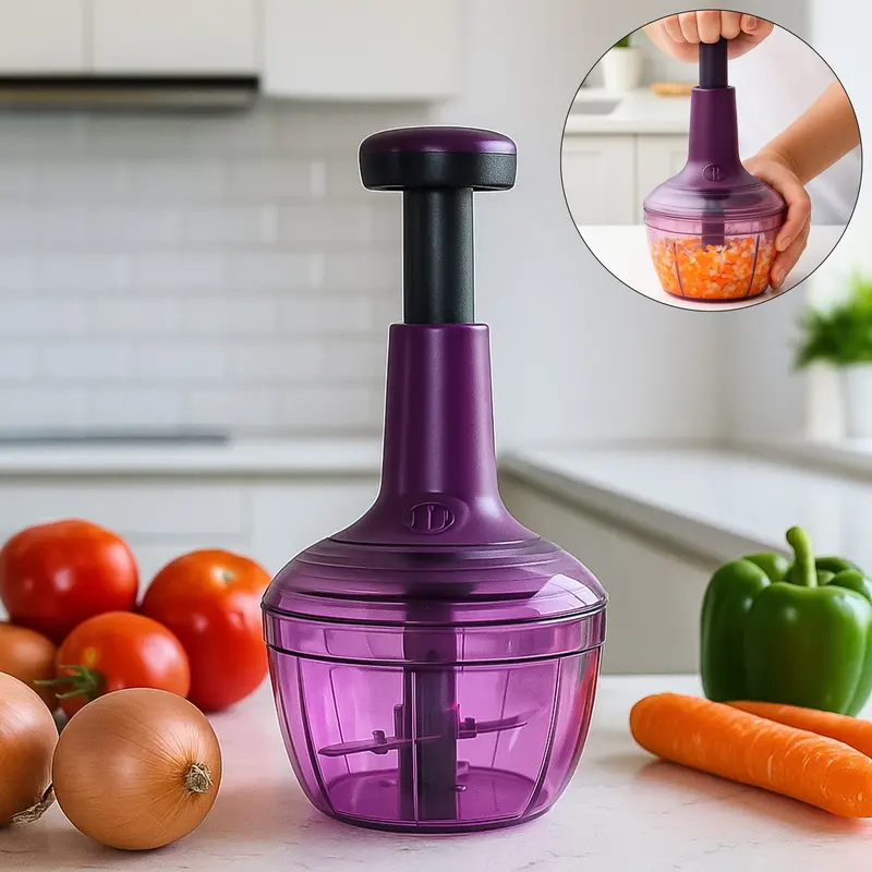 Supermom Manual Vegetable Chopper – 650 Ml Capacity, Ergonomic Push Design 1