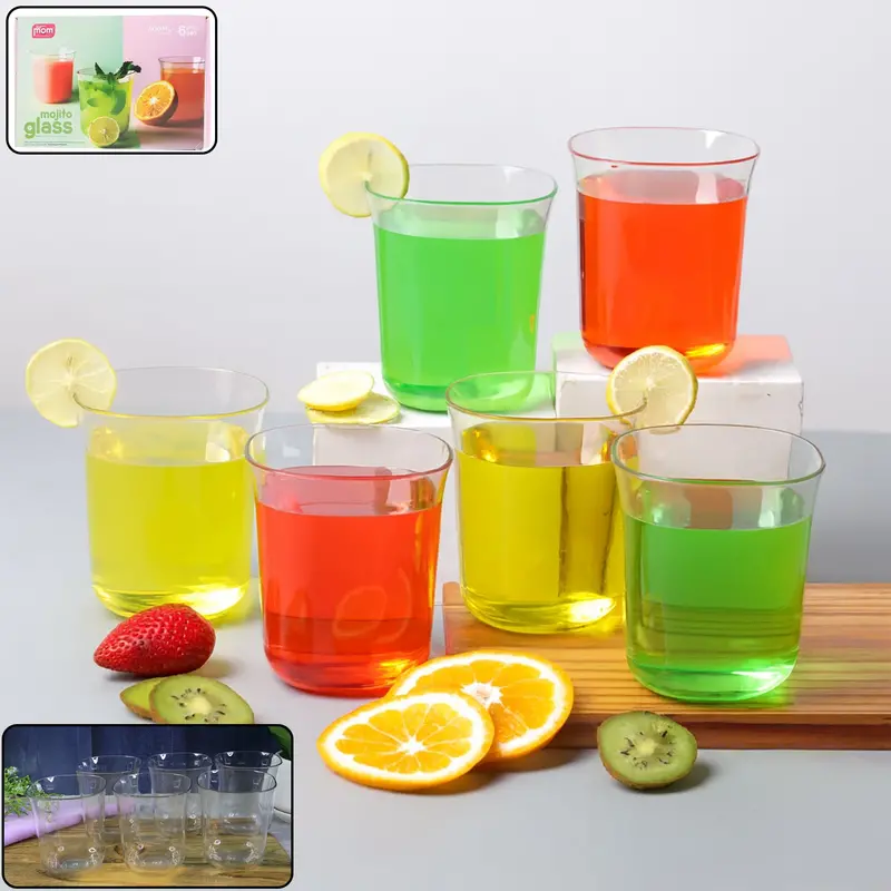 Supermom Mojito Tumblers – 300Ml Clear Plastic Glass Set, 6-Piece 1