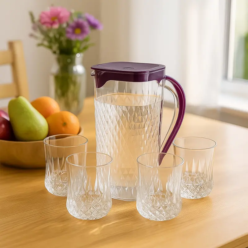 Supermom Roma Plastic Jug With Matching Glasses – 5-Piece Combo Set 1