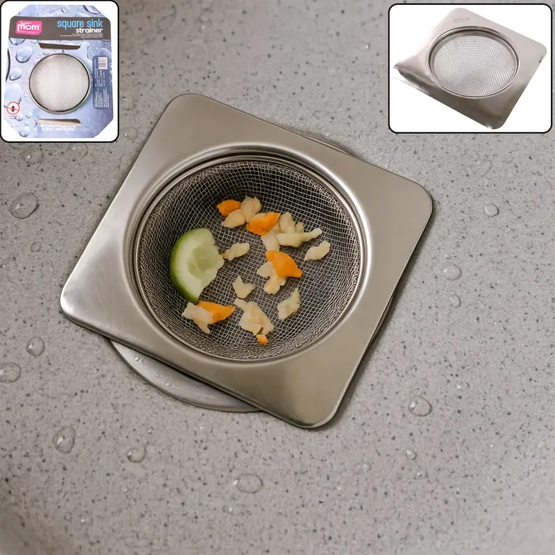 Supermom Square Stainless Steel Sink Strainer – Rigid Frame Drain Protector 1