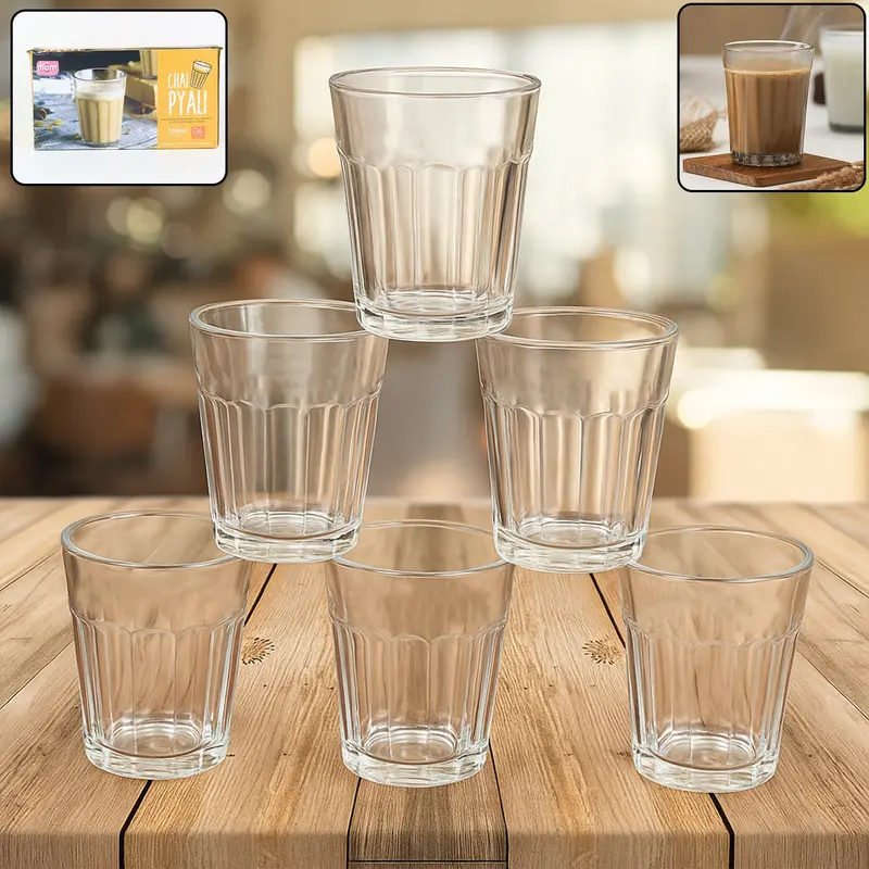 Supermom Transparent Chai Pyalis – 130Ml Traditional Tea Glasses, 6-Piece Set 1