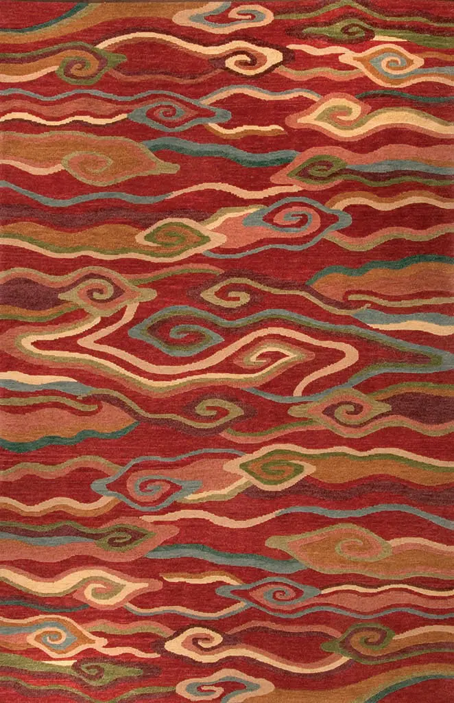 Swirling Clouds Pattern – Crimson Colorway 1