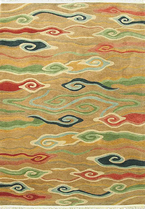 Swirling Clouds Rug With Gold Accents 1