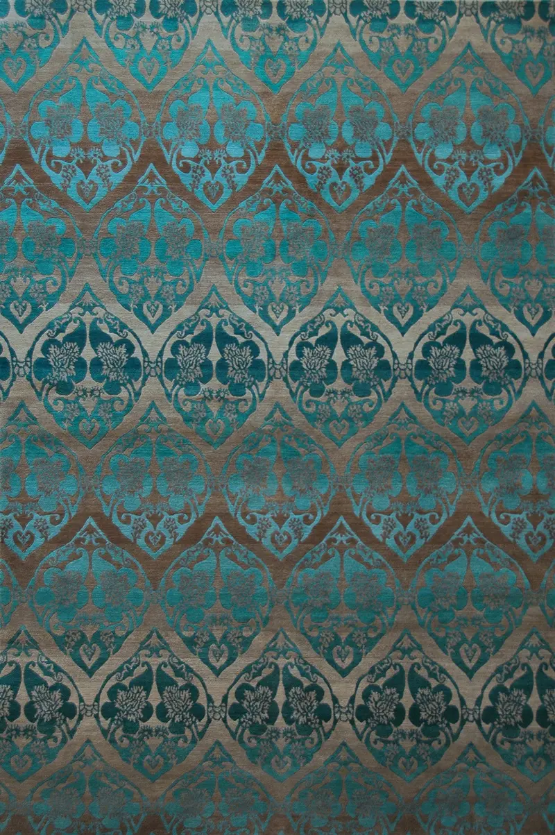 Teal Garden Lattice Area Rug 1