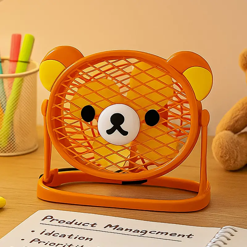 Teddy Bear-Themed Silent Usb Desk Fan With Adjustable Tilt For Bedrooms Or Desks 1