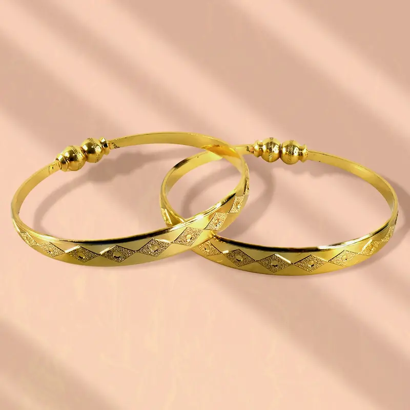 Textured Traditional-Style Bangles With Beaded Detailing 1