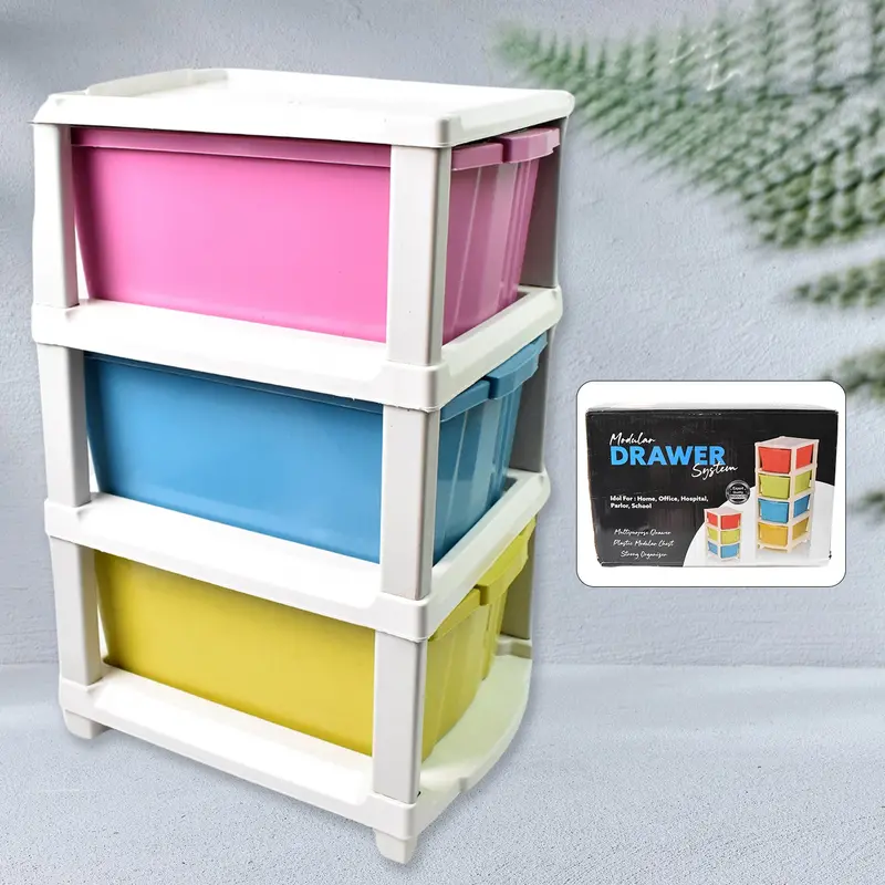 Three-Tier Stackable Drawer Organizer – Modular Plastic Storage Unit 1