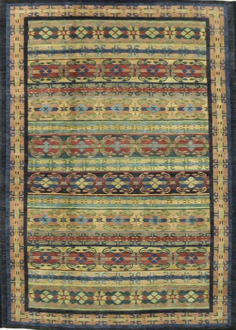Tibetan Trellis Rug In Deep Dark Hue 1