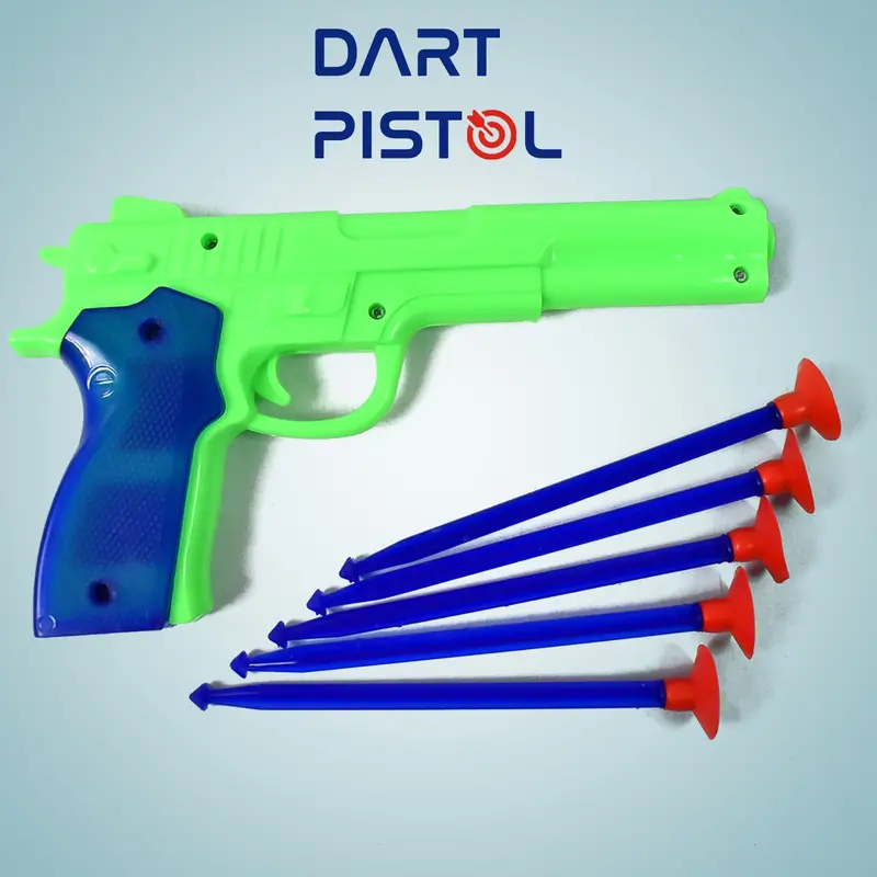 Toy Blaster Set – One Plastic Gun With Five Soft-Tip Suction Darts 1