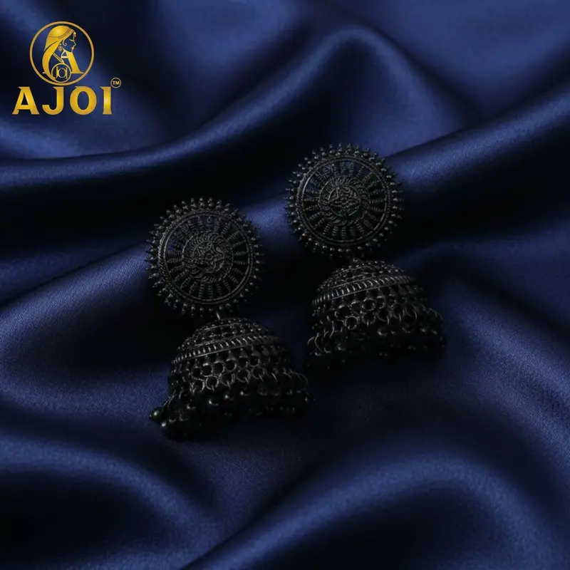 Traditional Black Oxidized Jhumka Earrings 1