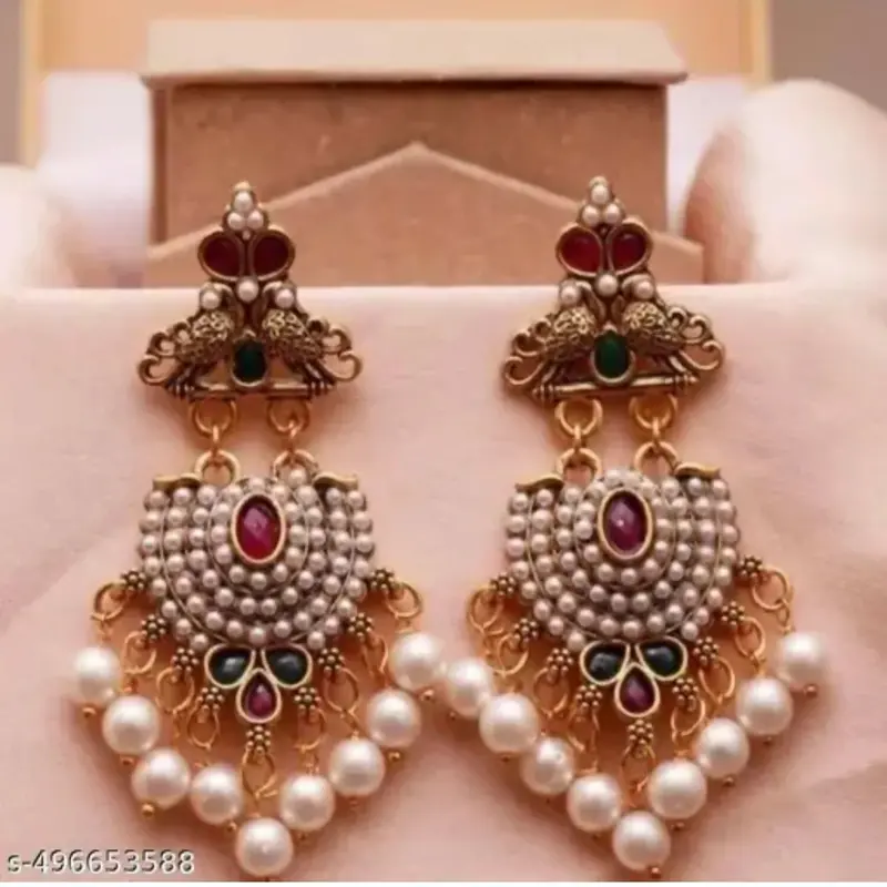 Traditional Pearl Jhumka Earrings – Navaratri Festival Ethnic Jewelry For Women 1