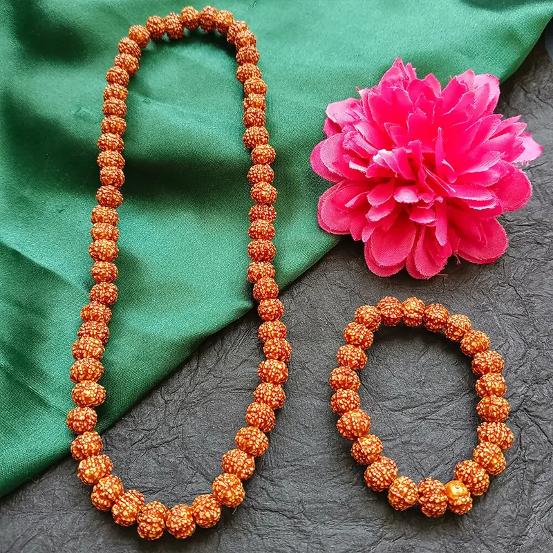 Traditional Rudraksha Mala With Coordinating Bracelet Duo 1