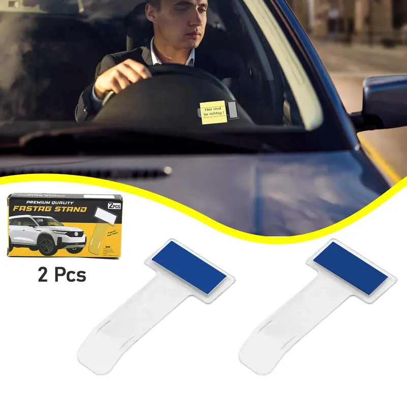 Transparent Windshield Card Holder & Fastag Stand – 2-Piece Car Accessory Kit 1