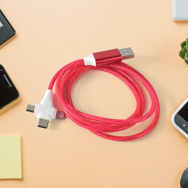 Tri-Connector Charging Cable – Glow-Up Fast-Charging Usb Cord (Mixed Colors) 1