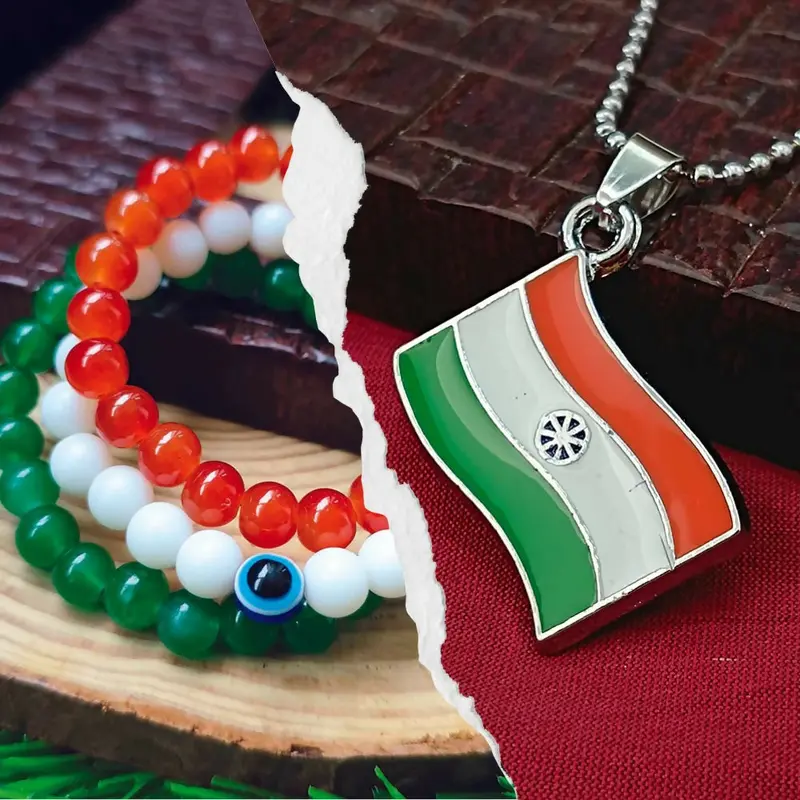 Tricolor Flag Pendant Bracelet – Patriotic Jewelry Combo 1