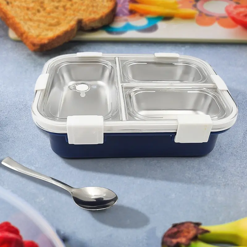 Triple-Compartment Insulated Stainless Steel Lunch Box – Leak-Proof Bento Container For Kids & Adults 1