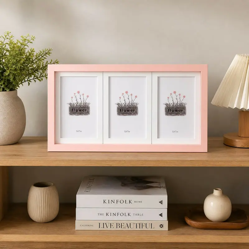 Triple-Slot Wooden Photo Frame – 5X7 Horizontal Tabletop Display 1