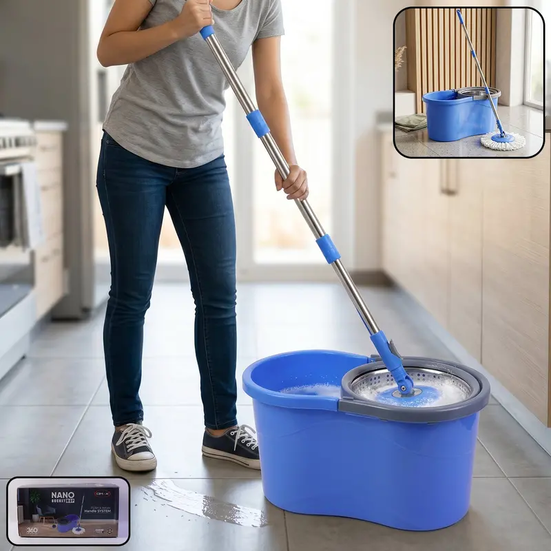 Turbo 360° Rotating Spin Mop System With Integrated Bucket – Home & Office Use 1