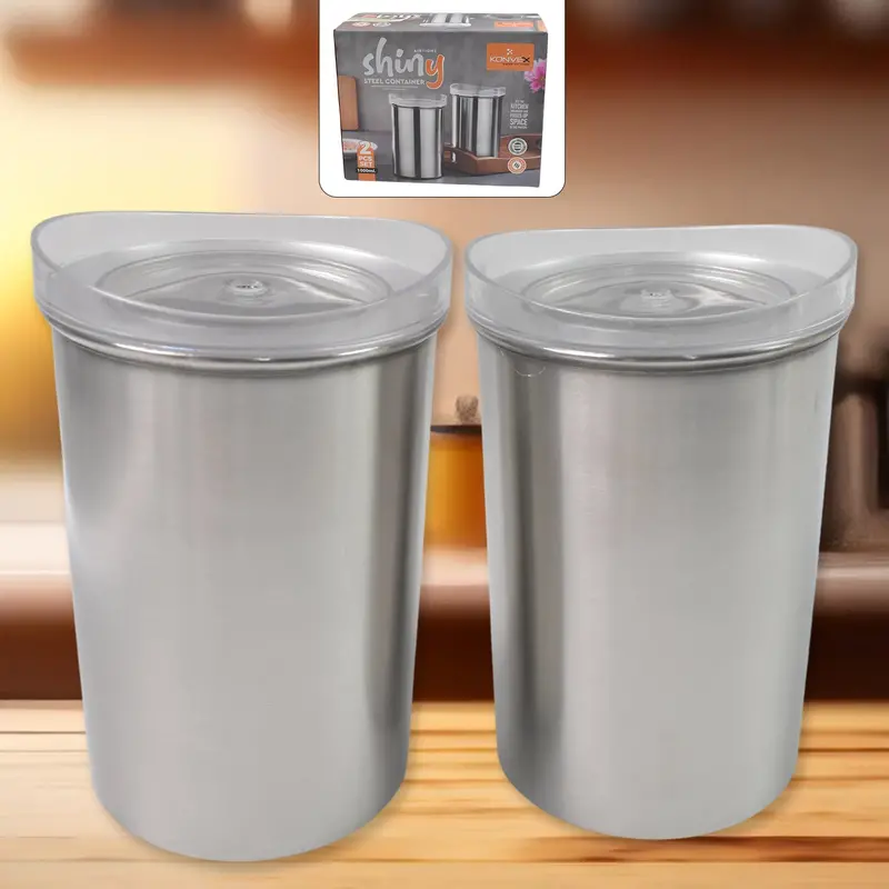 Two-Piece 1000 Ml Stainless Steel Airtight Storage Set – Transparent Lids Included (2 Pieces) 1