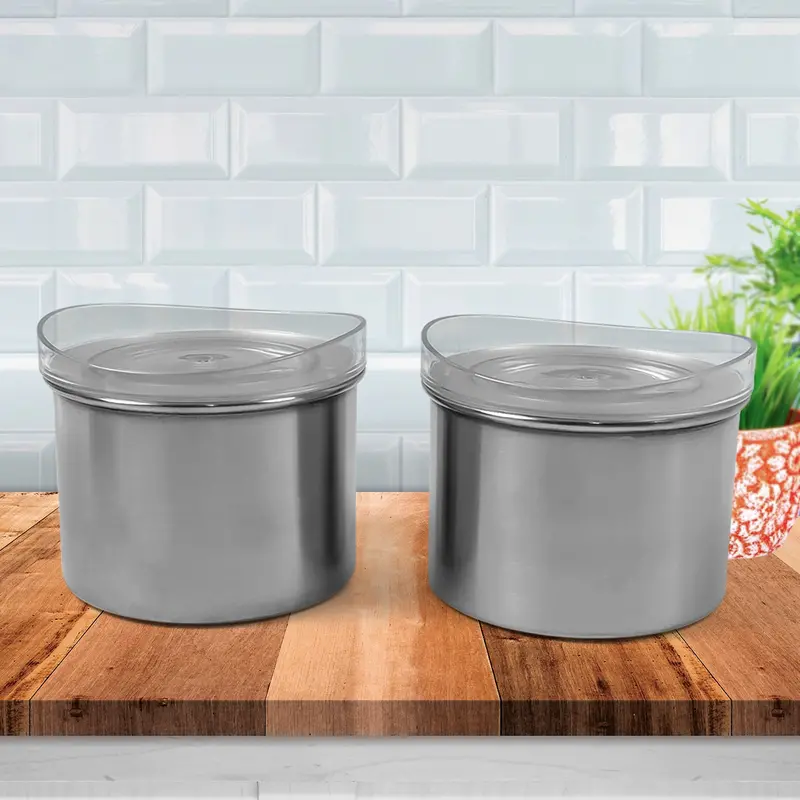 Two-Piece 500 Ml Stainless Steel Airtight Food Containers – See-Through Lids (2 Pieces) 1