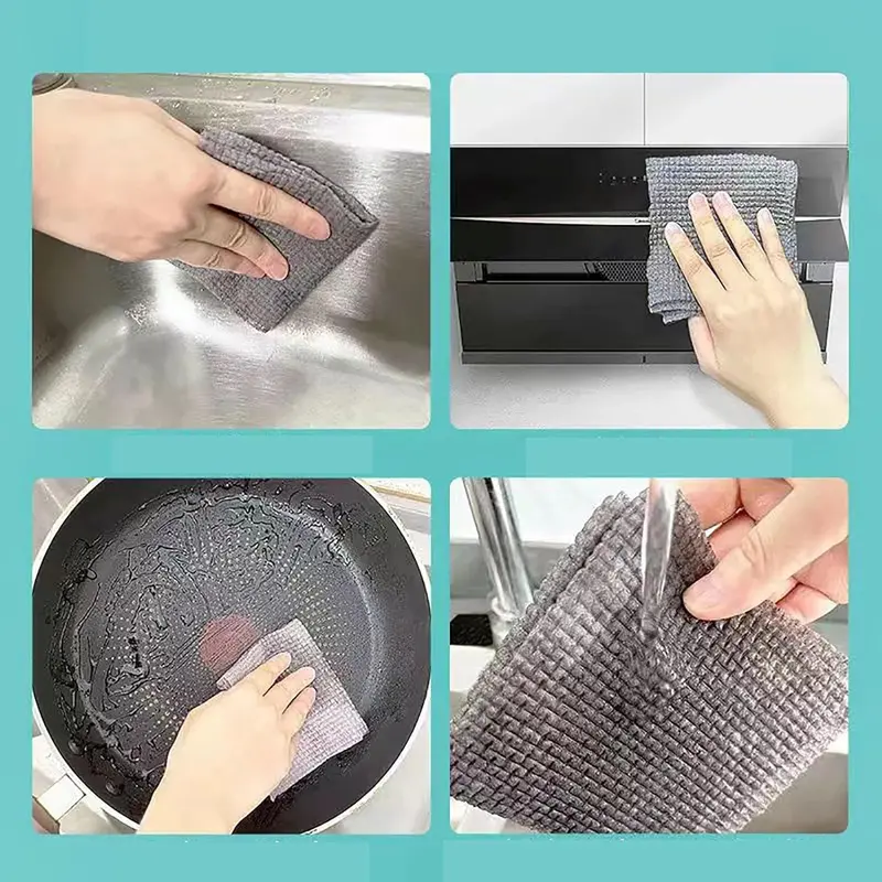 Ultra-Absorbent Microfiber Kitchen Scrub Cloth – 20 × 22 Cm Heavy-Duty Cleaning Towel For Grease, Stains, And Daily Use 1