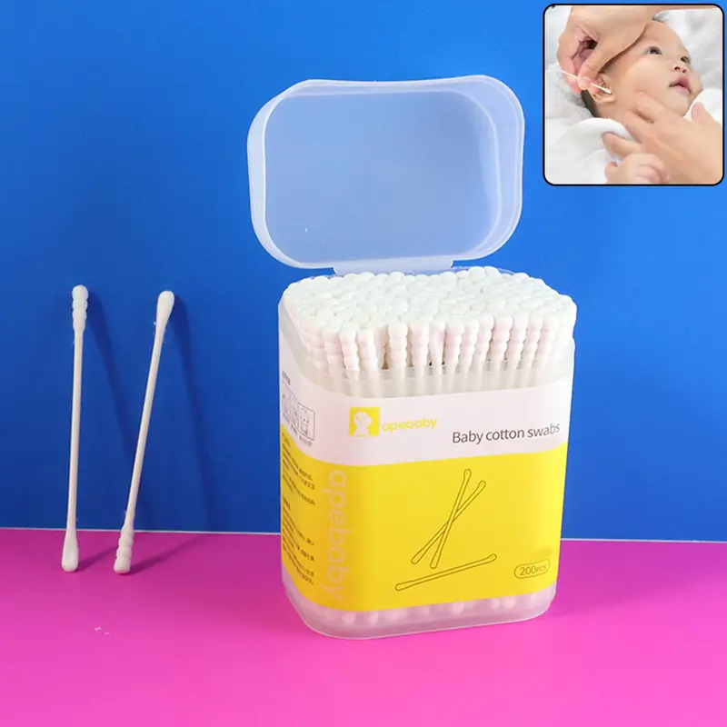 Ultra-Gentle Organic Cotton Baby Swabs – 200 Count 1
