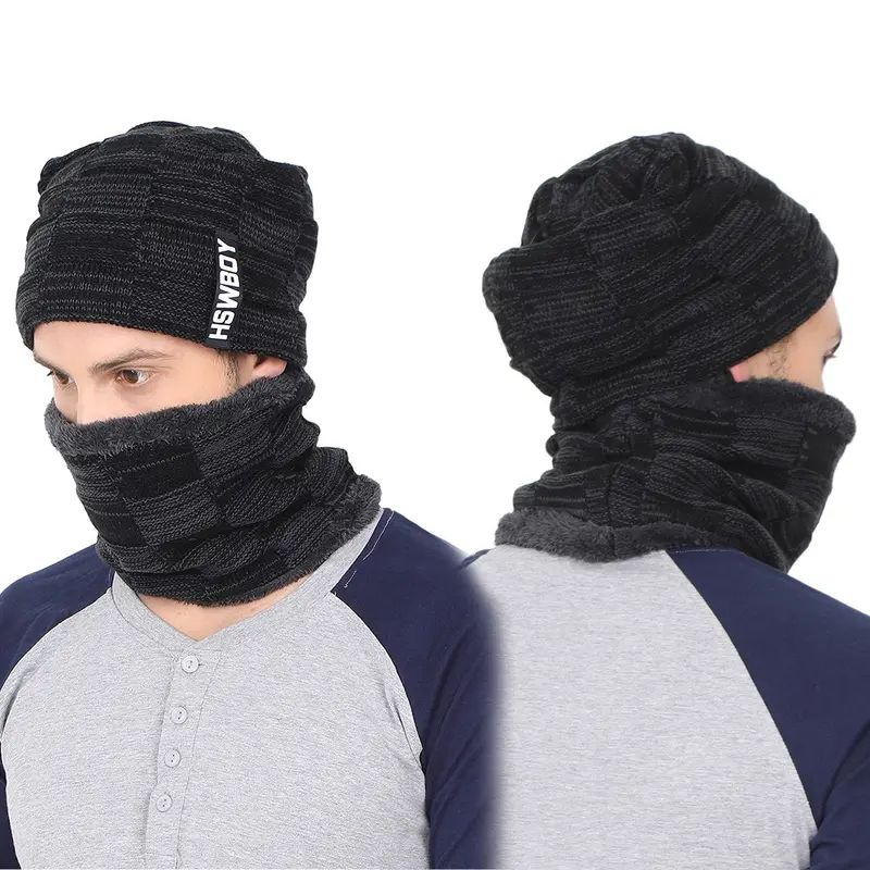 Ultra-Soft Unisex Wool Blend Beanie Cap With Matching Muffler Scarf 1