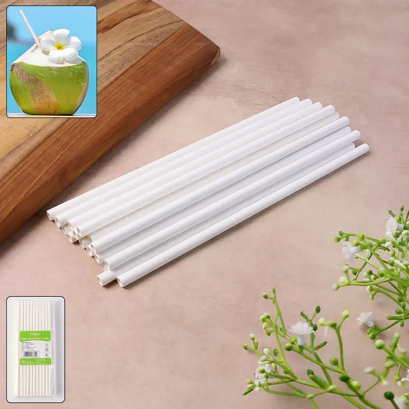 Unbleached Paper Drinking Straws – 6Mm X 200Mm, Pack Of 50 1