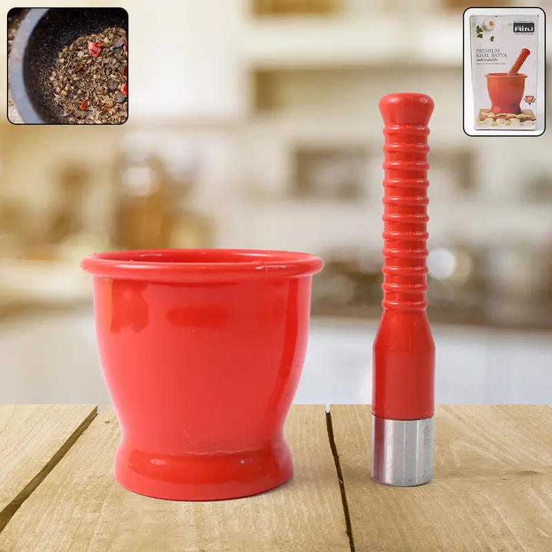 Unbreakable Plastic Khal Batta Set – 2-Piece Traditional Grinding Kit 1