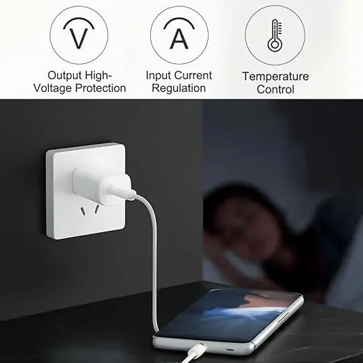 Uniteq 25W Usb-C Pd Fast Charger With Integrated Cable – Compact Wall Adapter (White) 1